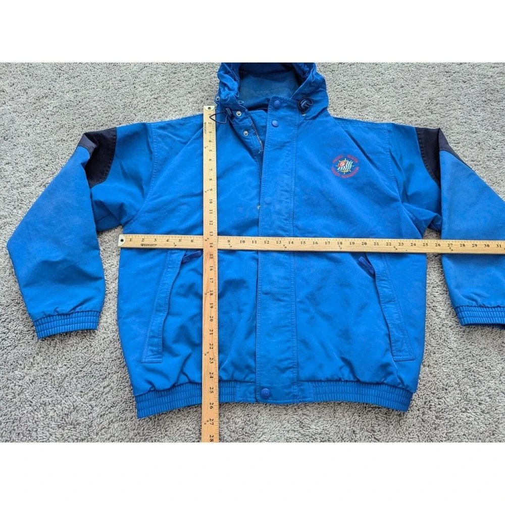 Vintage Outer Banks Crew Hoodie‎ Jacket Mens Large Snap Blue Windbreaker Logo